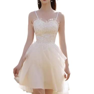 Imagem de Monikawa Vestido Curto Feminino Com Lantejoulas Brilhantes Coquetel Festa à Noite Elegante Tule Brilhante Baile Princesa Vestidos Para Adolescentes,L