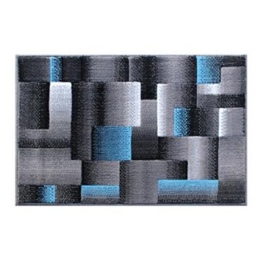Imagem de Masada Rugs, Tapete moderno contemporâneo, azul, cinza, preto (6,5 x 9,5 m)