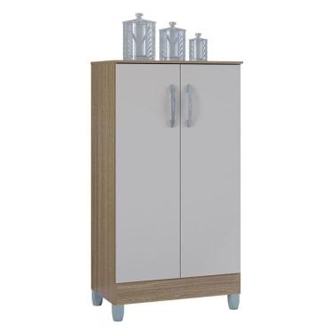 Imagem de Armário Multiuso 2 Portas Pequeno Castanho Off White - Poquema