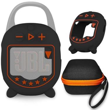 Imagem de JCHPINE Capa rígida e capa de silicone para JBL Clip 5 Acessórios de alto-falante Bluetooth ultra portátil, capa de silicone macio para alto-falante JBL Clip 5 (Preto)