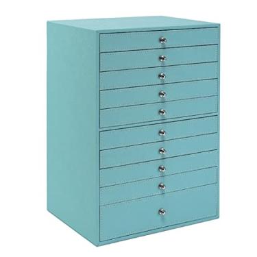 Imagem de Organizador de joias Caixa de joias com 10 camadas de grande capacidade Caixa organizadora de joias com alça de couro PU Caixa de armazenamento Tipo gaveta Armazenamento de joias para mulheres Estojo