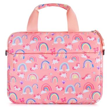 Imagem de Foxstory Capa para tablet infantil para meninas, bolsa de tablet infantil adequada para Fire HD 10, Fire HD 8, Fire 7 Kindle, arco-íris unicórnio rosa