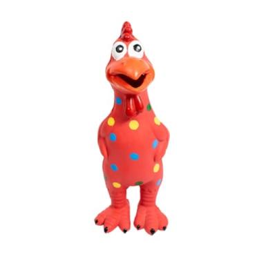 Imagem de Generic Brinquedos de cachorro que fazem barulho, brinquedo de mastigar para cachorro, jogos de quintal novos, jogos de festa engraçados, brinquedo de galinha, Vermelho