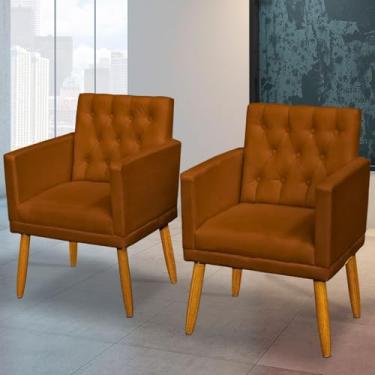 Imagem de Kit 2 Poltronas Estofadas Confortável Sofisticada Sala Luxo MOBLAN decor (TERRACOTA)