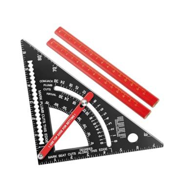 Imagem de Régua Triangular de Combinação Ajustável de ângulo de 80 ° para Carpinteiro de 7 Polegadas Com 2 Lápis Medição de ângulo de Precisão Liga de Alumínio para Carpintaria Conjunto