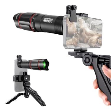 Imagem de Kit de Lente Zoom para Celular 25X Com Braçadeira para Máscara de Olho e Suporte Portátil Preto