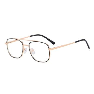 Imagem de VFDHN Óculos de grau para homens, armação de metal, lentes transparentes, acessórios de óculos quadrados, masculino, 1, tamanho único