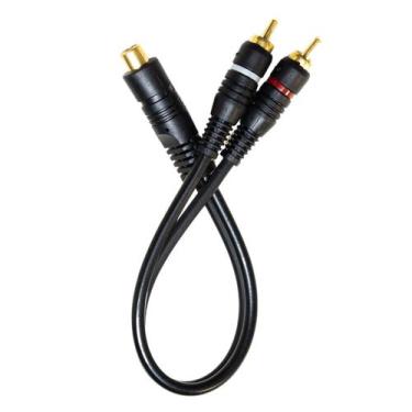 Imagem de Kit 8 Cabos RCA Y 2M 1F Semi Blindado injetado 4mm 28cm 2 Machos 1 Fêm