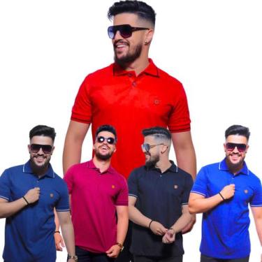 Imagem de Kit com 05 Camisas Gola Polo Tecido fio 30.1 100% Algodão - RS, GG