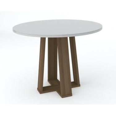 Imagem de Mesa de Jantar Redonda 4 Lugares Isabela Imbuia Offwhite MDF 100x100 -