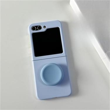 Imagem de Capa redonda com suporte para telefone Candy Color para Samsung Galaxy Z Flip 6 5 4 3 Capa traseira protetora para ZFlip4 ZFlip5 ZFlip6 Case Shell, azul, para Z Flip 6