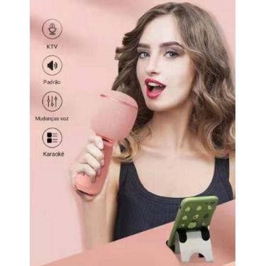 Imagem de Microfone Karaoke Caixa de Som Sem Fio Bluetooth Youtuber Gravador blu