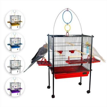 Imagem de Viveiro Gaiola Calopsita com Rodinhas Preto - Jel Plast, Vermelho