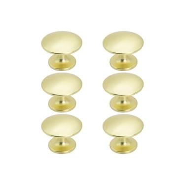 Imagem de 6 Unidades Puxador Redondo Ponto De Móveis Retro 31mm (Dourado Escovado)