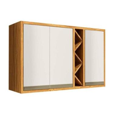 Imagem de Armário Aéreo Cozinha Modulado Tempranillo c/ 3 Portas 120cm Amendoa/O