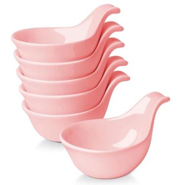Imagem de Flexzion Tigelas de cerâmica, tigelas pequenas para mergulhar com alça, copos de condimento, prato de molho de soja, ramequins de porcelana, suportes de molho, recipientes para molhos pequenos - 85 g,