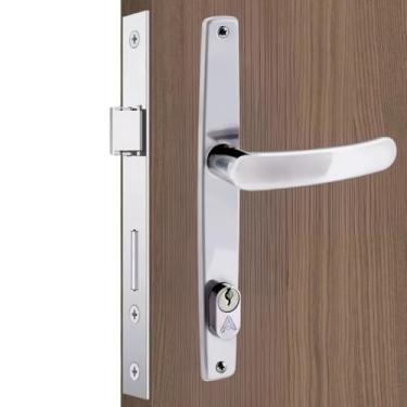 Imagem de Fechadura Para Porta Externa Perfil Estretiro Aço Inox Polido Cromado | Aliança