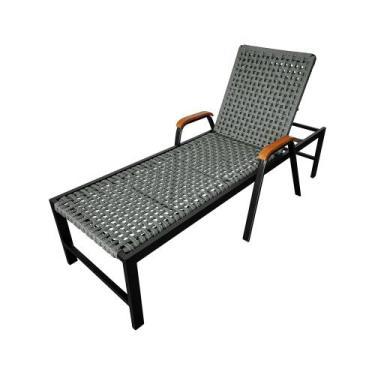 Imagem de Espreguiçadeira Luxo Liz em Corda Naútica Grafite e Alumínio - ATHENAS
