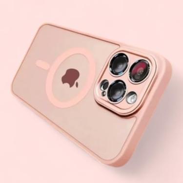 Imagem de Capinhas de celular Matte translúcida, magnética para iPhones 14, 15 e 16, Pro & Pro Max (Cor de Rosa, iPhone 15 Pro Max)