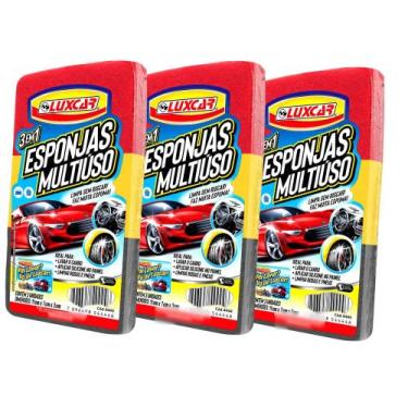 Imagem de Esponjas de Limpeza Multi Uso Kit com 9 Unidades - Luxcar, Vermelho, p