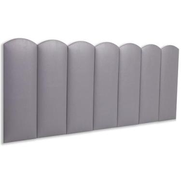 Imagem de Cabeceira Casal Estofada de Colar na Parede Kit 7 Placas Modelo Nuvem 