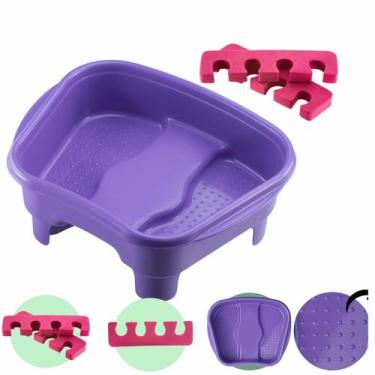 Imagem de Kit Bacia para Pés Pedestal + Separador de Dedos EVA Pedicure Salão de