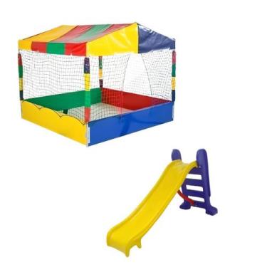 Imagem de Piscina de Bolinhas Quadrada 1,50m Escorregador Médio Premium - Rotopl