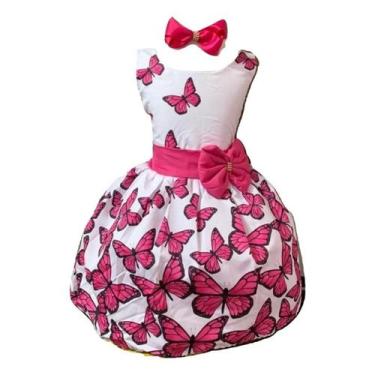 Imagem de Vestido Temático Borboleta Rosa Luxo - Pequenos Encantos Baby, Rosa, M