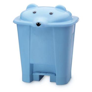 Imagem de Lixeira Infantil c/ Pedal Adoleta Quadrada Urso 0717,  Azul 0717/12