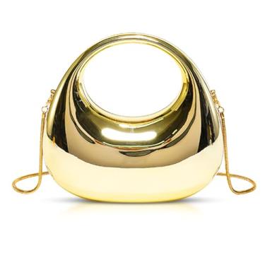 Imagem de Bolsas clutch para mulheres, bolsa noturna de acrílico, sacola pequena, bolsa transversal para casamento, formatura, festas, viagens (dourada), Dourado