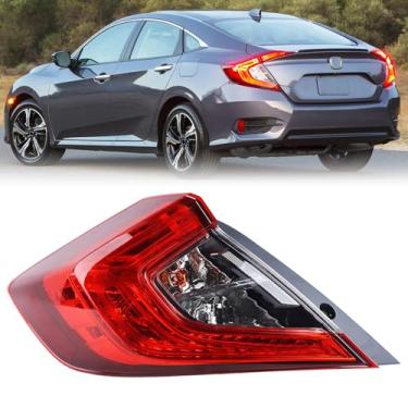 Imagem de KAMDKI Com marcador lateral LH luz traseira externa adequada para Honda Civic 2016 2017 2018 2019 2020 2021 Honda Civic 4 portas Sedan Lâmpada traseira com lâmpadas luzes traseiras lado esquerdo do