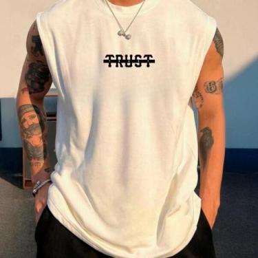 Imagem de Regata Oversized Masculina Academia Trust treino 100% Algodão - Street