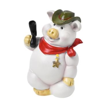 Imagem de Baoblaze Estátua de porco Cofrinho de porco Cofrinho Cofrinho Decoração de casa Ornamento para crianças Escultura de resina, Chapéu Verde