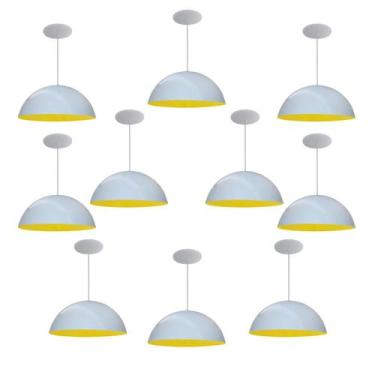 Imagem de Kit 10 Luminária Pendente Meia Lua 50cm Interior Amarelo Com Fiação 11