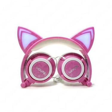 Imagem de Headphone Orelha de Gato Rosa com LED HFC22 - Exbom