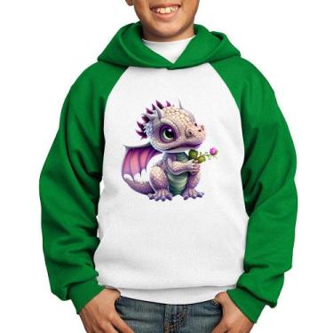 Imagem de Moletom Infantil Dragão Bebê - Foca na Moda, Branco, Verde, 4