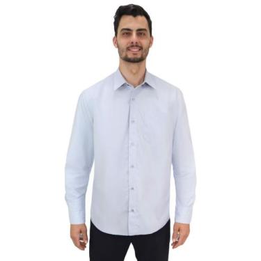 Imagem de Camisa social slim masculina manga longa - Demorgan Uniformes, Azul, M