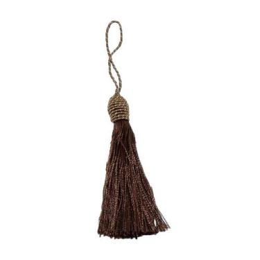 Imagem de Pingente Tassel 9cm Marrom Franja de Seda - 2 unidades - LB