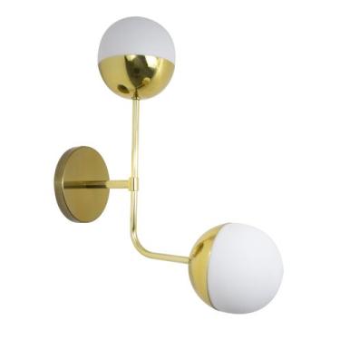 Imagem de Lustre Arandela Dupla Bola Globo Dourado 267 - ILUMINAMUNDO