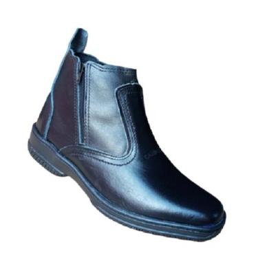 Imagem de Bota Masculina Em Couro Com Ziper Botina Social Casual Reforçada Forte