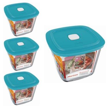 Imagem de Pote Vidro Quadrado Alto Facilita  Com Tampa 1L Marinex 3Un - NADIR FI