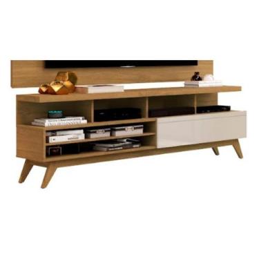 Imagem de Rack vivare 1.6 wood 1g cumaru/off white - Village Móveis