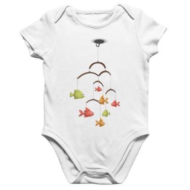 Imagem de Body Bebê Algodão Peixinhos Móbile - Foca na Moda, Branco, P