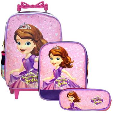 Imagem de Mochila Escolar Feminina Reforçada Rodinha Princesa Sofia - TOYS 2U