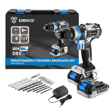 Imagem de Parafusadeira Furadeira 1/2 Pol. 20V com 2 Baterias Lítio-Ío - DEKO