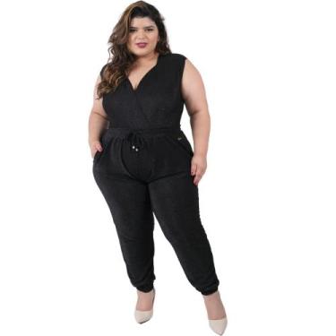 Imagem de Calça Jogger Brilho Plus Size Lurex Feminino Cintura Média Catwalk, G1