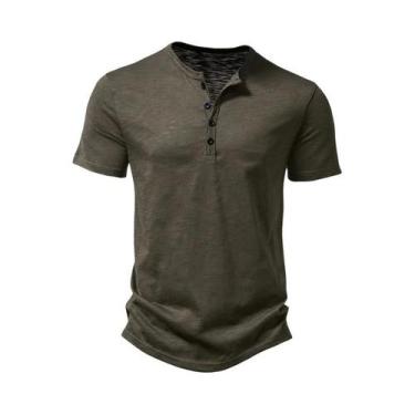 Imagem de Camiseta Henley Masculina Casual - Manga Curta, Gola Polo, Algodão Pre
