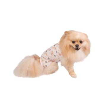 Imagem de Roupa Pós Cirúrgica Unissex UV Castração Cães Cachorrinhos Off-White -