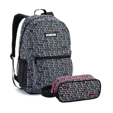 Imagem de Kit Material Escolar Juvenil Estojo Organizador Mochila Grande BlahBla