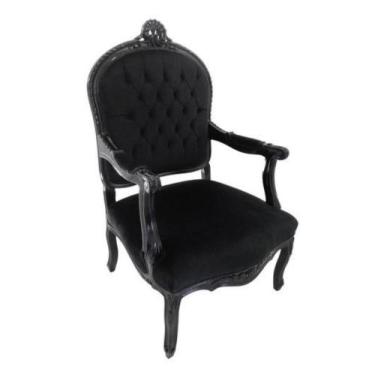 Imagem de Poltrona Luiz XV Total Black Capitone Alta Decoração Luxo - LUXdécor C
